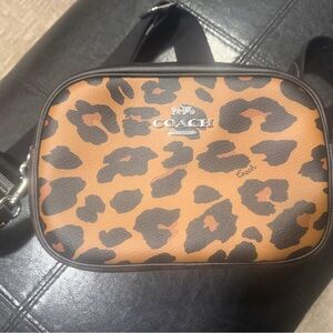 Coach Tan and Black Leopard Shoulder Bag